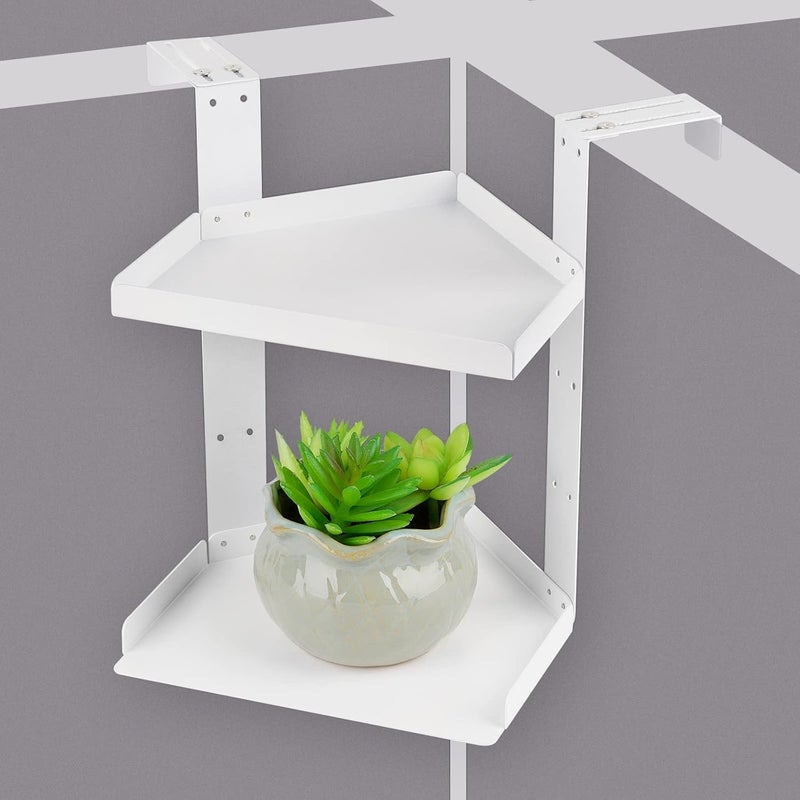 Olpchee Office Cubicle Shelf with Adjustable Hooks - Height Adjustable Corner Shelf (White) - Image 1